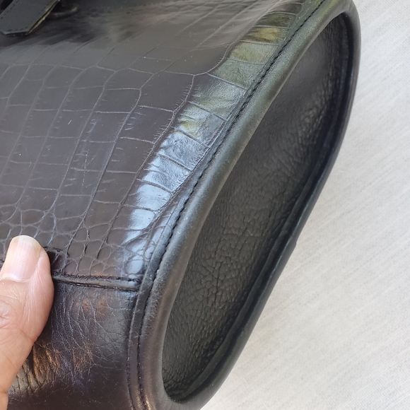 Brighton Black Leather Shoulder Bag with Silver Hardware Vintage! - Picture 3 of 9